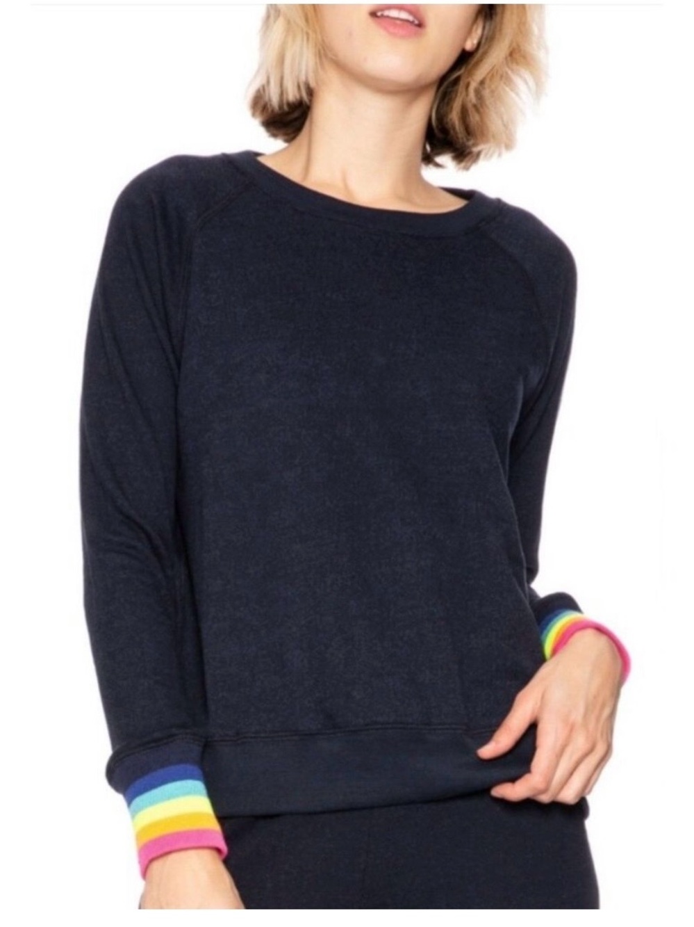 Sundry Navy Terry Pullover Sweatshirt Sz L